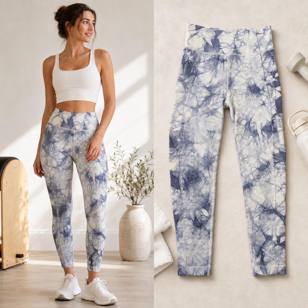 Offline Aerie Women's Leggings S Purple White Tie Dye Gym Pilates Active Yoga